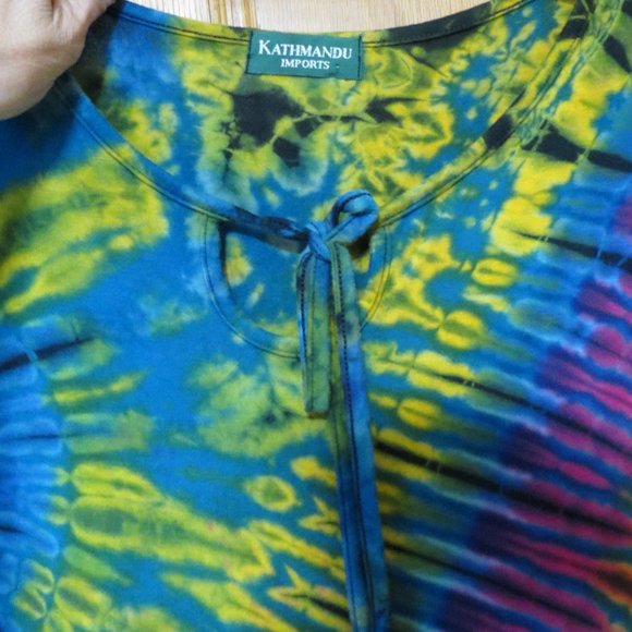 Tie Dye Mini dress or Blouse long bell sleeves - Picture 4 of 16